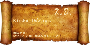 Kinder Dénes névjegykártya